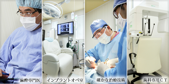 麻酔専門医 インプラントオペ室　確かな治療技術　歯科用ＣＴ